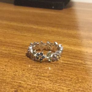 925 multi color gemstones floral ring size 8.5